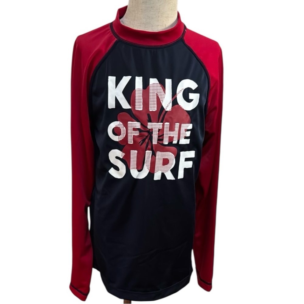🏊 Gymboree Kids Swim Rashguard: Red and  Navy Blue